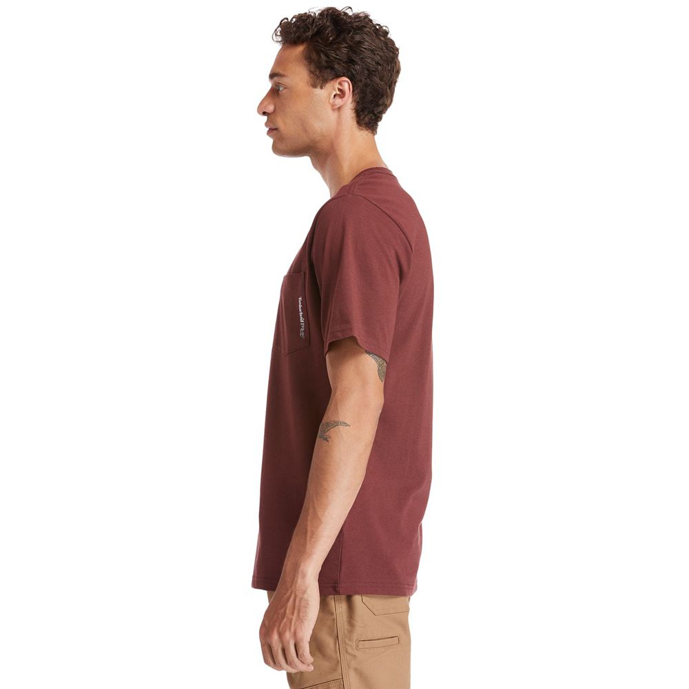 Timberland Mens T-Shirts PRO® Short Sleeve Base Plate Wicking - Burgundy - India DE2568903